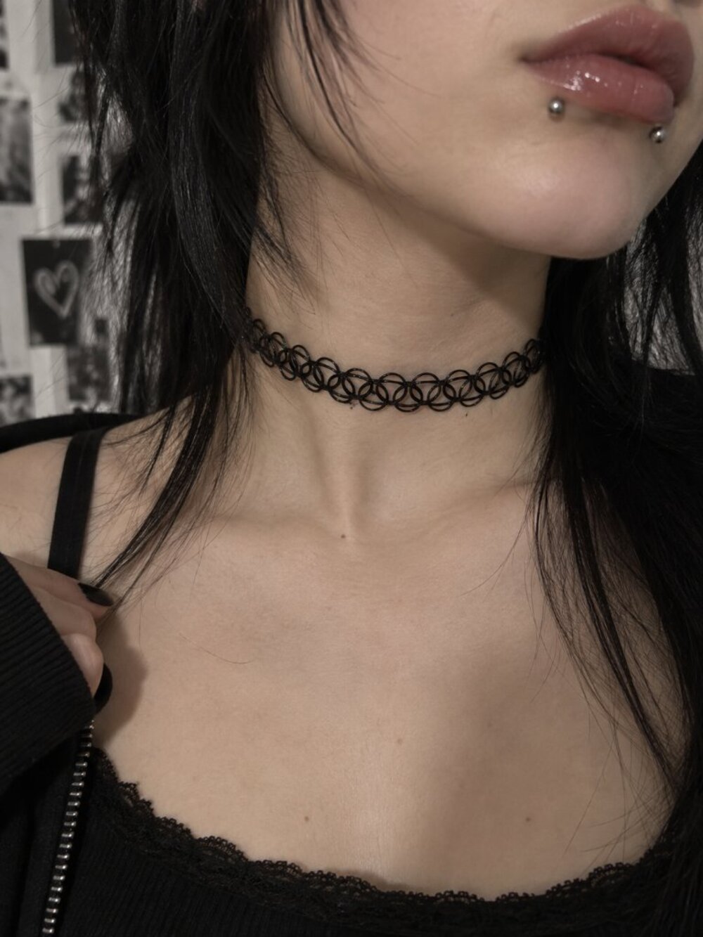 90's Black Basic Tattoo Choker - Y2K Whimsigoth Emo Necklace